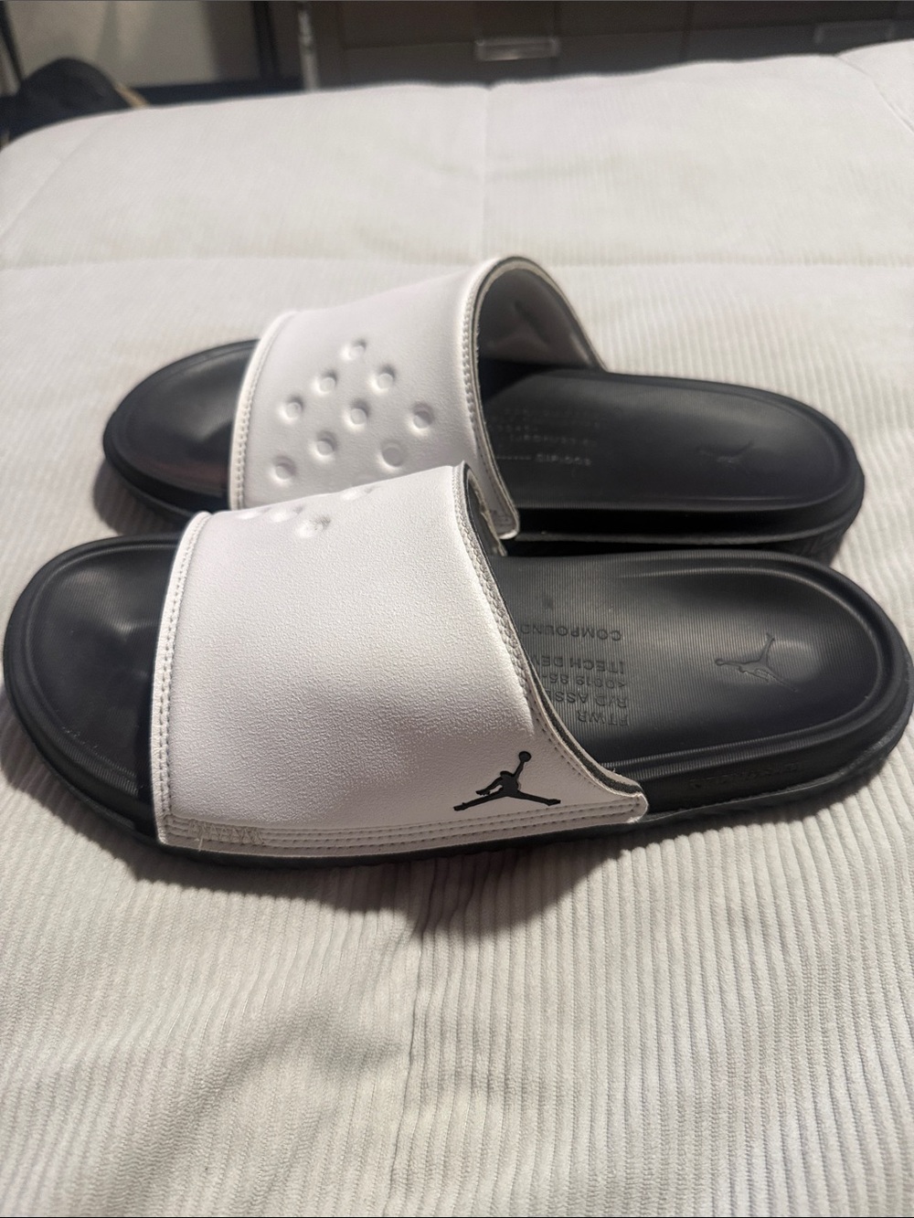 Jordan White and Black Men's Slide Sandals